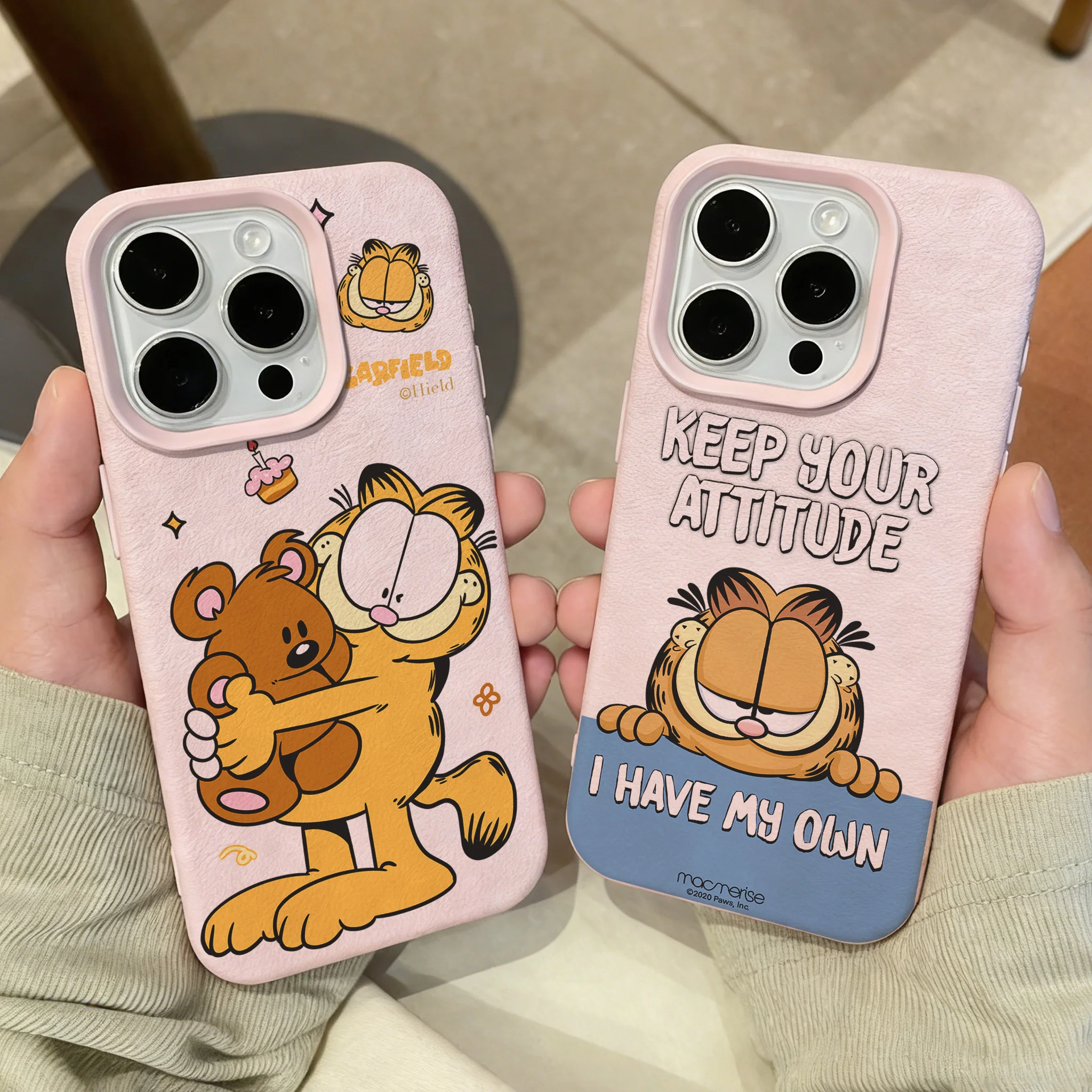 Cartoon G-Garfieldes Lichee-Leder-Muster Handyhülle für iPhone 17 16e 16 15 14 13 12 11 Air Pro Max Plus X XR XSMax