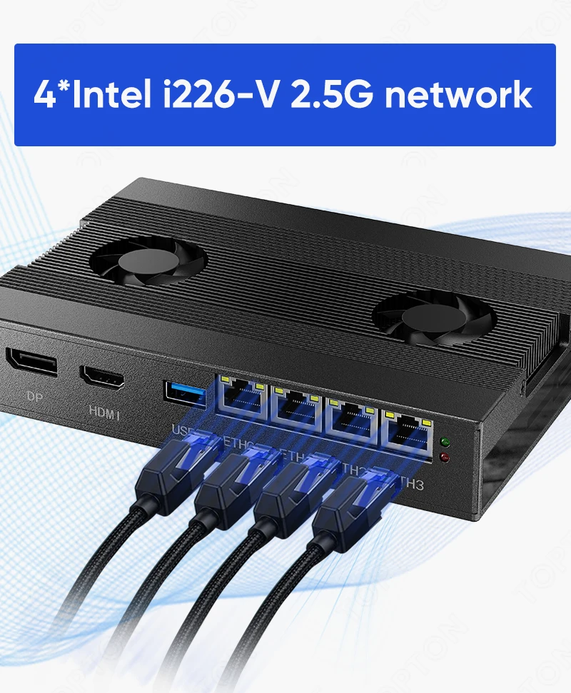 Topton الصلبة الألومنيوم NAS Mini PC 4x2.5G LAN Intel i5-8250U i3-8130U 2xNVMe SATA3.0 TF SIM pfSense Proxmox Firewall Home Server #1