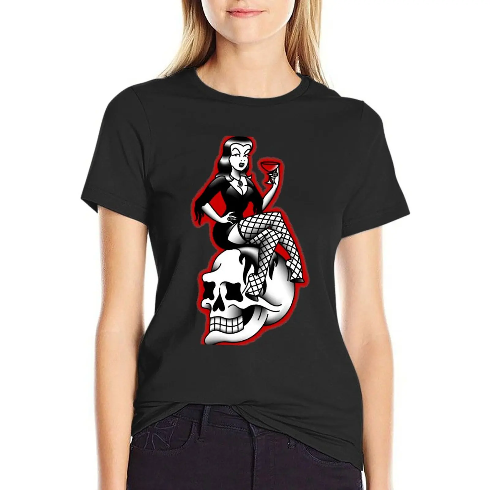 

Salty-Dog American Traditional Lowbrow Femme Fatale Horror Pin-up T-Shirt summer top summer tops t-shirts for Women pack