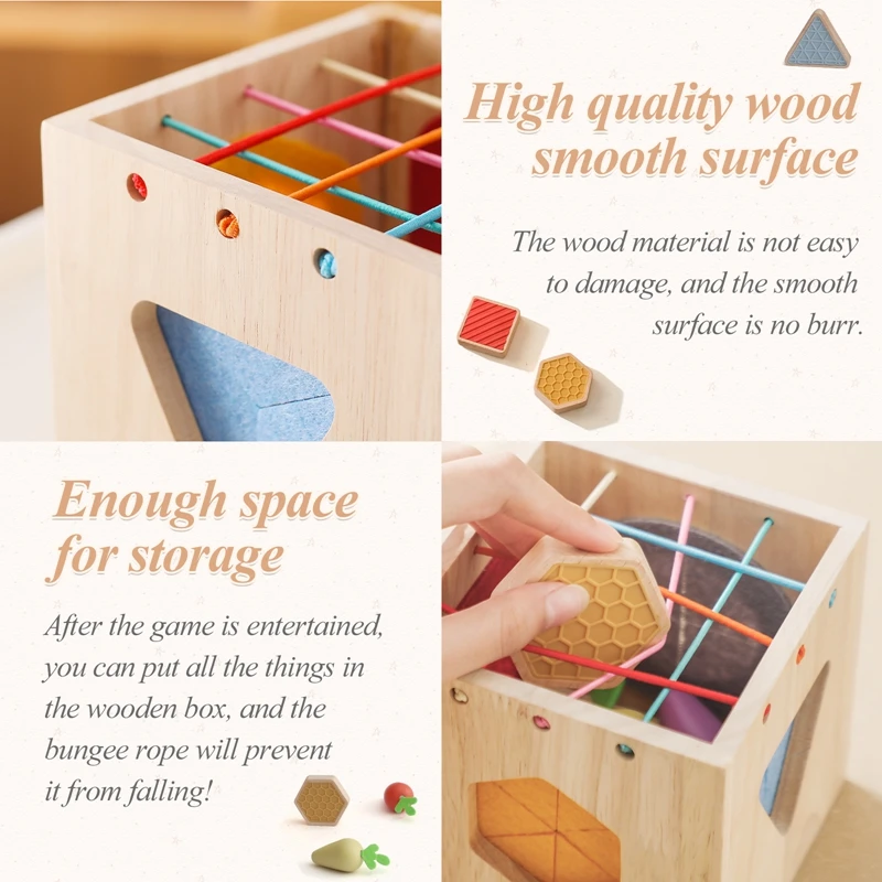 Baby Wooden Silicone Touch Radish Blocks Box Toys Color Recognition Pretend Game Removable Exercise Hands Skills Montessori Toys