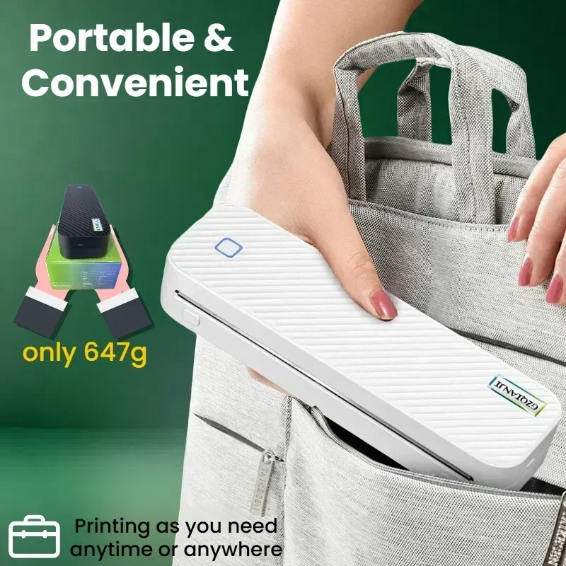 LISM Pocket A4 Printer Inkless Portable Photo Document Bluetooth Wireless Phone/Window Home Mobile Office Use Thermal Printer