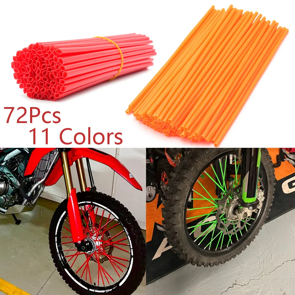 

Accessories 72Pcs Motorcycle Wheel Spoked Protector Wraps Rims Skin Trim Covers Pipe For Motocross Bicycle Bike Cool 11 Colors