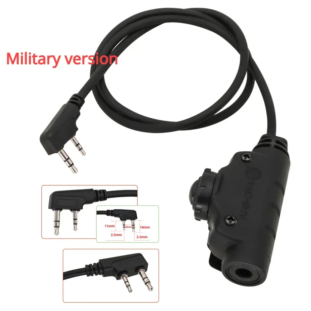 

TS TAC-SKY U94 V2PTT Tactical Headset Adapter Standard Military 7.00mm Jack Cable ken for Baofeng UV-5R UV-6R Walkie Talkie