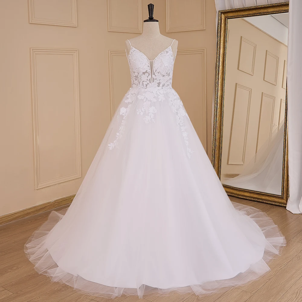 HEULORIA elegant wedding dress A line lace bride dress Robe De Mariee Wedding Bride Dress