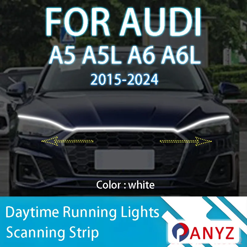 

FOR AUDI A5 A5L A6 A6L 2015-2024 Upgrade LED Daytime Running Light Scan Starting Car Hood DRL Guide Decorative Ambient Lamp 12V
