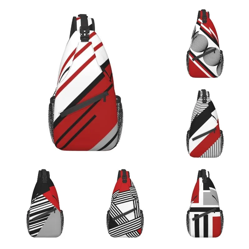 Geometry Diagonal Stripes Sling Bags for Men Abstract Geometric Pattern Shoulder Chest Crossbody Backpack Travel Hiking Daypack