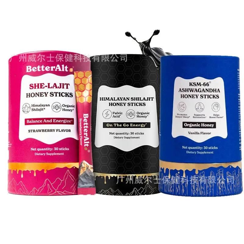 Palitos de miel infundidos puros para la gestión del estrés, soporte inmunológico y energía sostenida con beneficios adaptógeno a base de hierbas naturales