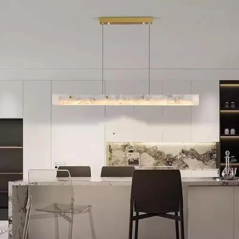 Modern Designer Pendant Light Simple Marble Shaped Restaurant Island Platform Creative Nordic Light Luxury Strip Light