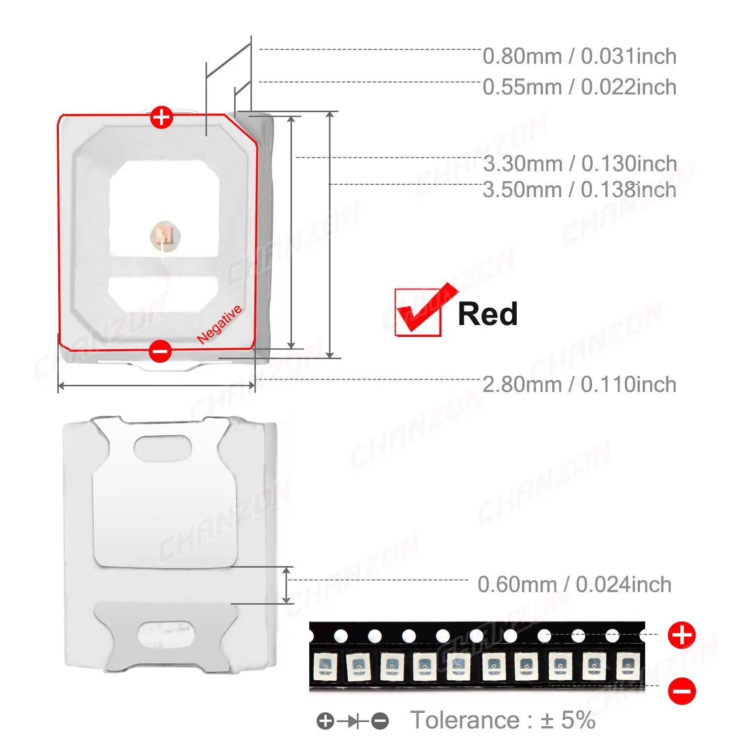 100Pcs 2835 SMD LED Diode Chip Cool Warm White Red Green Blue Yellow 0.2W 0.5W 2V 3V Small DIY SMT PCB Lamp Light Beads Emitting