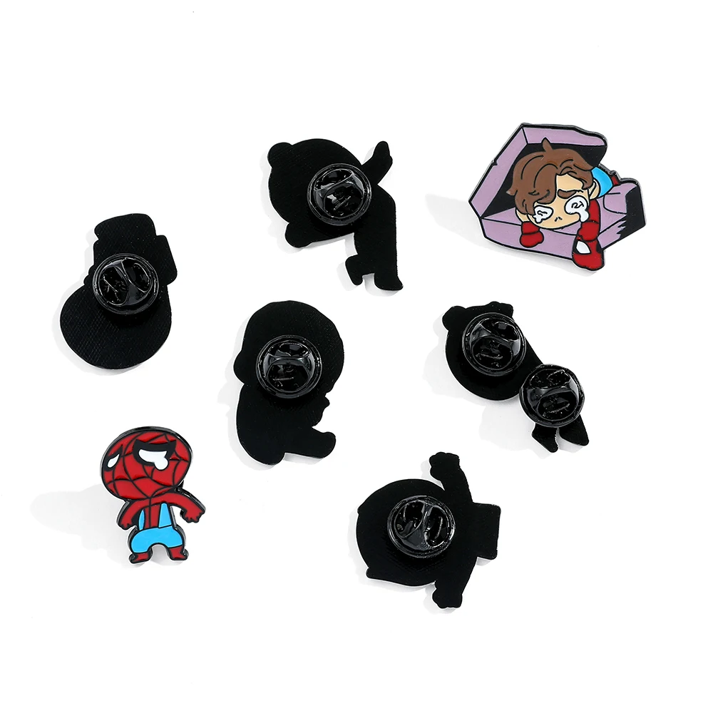 Marvel Superhero Spiderman Funny Badge Cute Cartoon Enamel Pins Jewelry Spider Man Creativity Brooch for Clothing Accessories