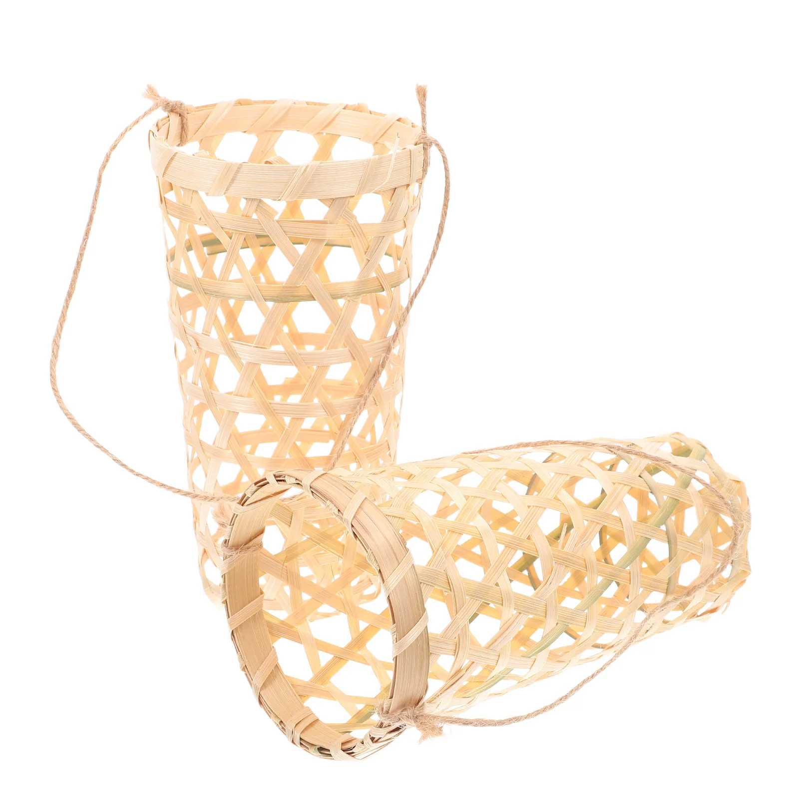 

2pcs Wall Hanging Flower Basket Bamboo Woven Storage Organizer For Plants Orchid Display Garden Balcony Planter Decor