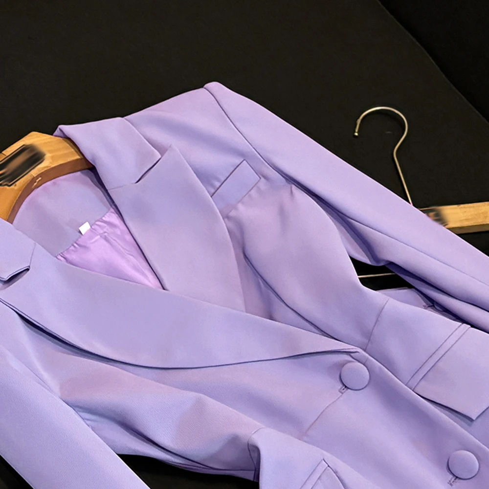 TWOTWINSTYLE, conjuntos informales de dos piezas lisos para mujer, Top de manga larga con solapa, pantalones de cintura alta, conjunto elegante de fiesta, estilo femenino KSE528826