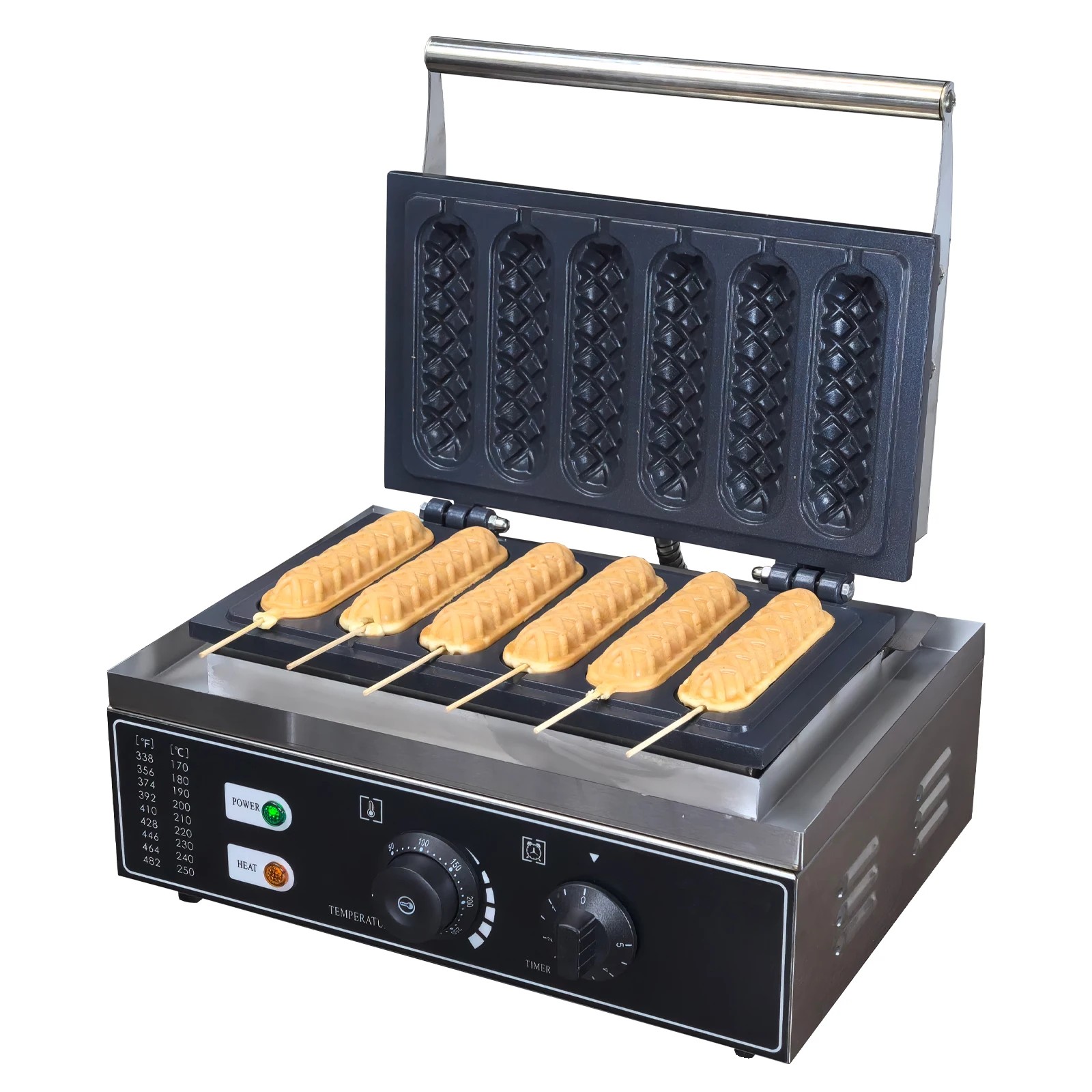 

CPVKRY Corn Dog Waffle Maker, Waffle Stick Maker/Commercial Waffle Maker/Stainless Steel Baker w/Non-Stick Teflon Coating