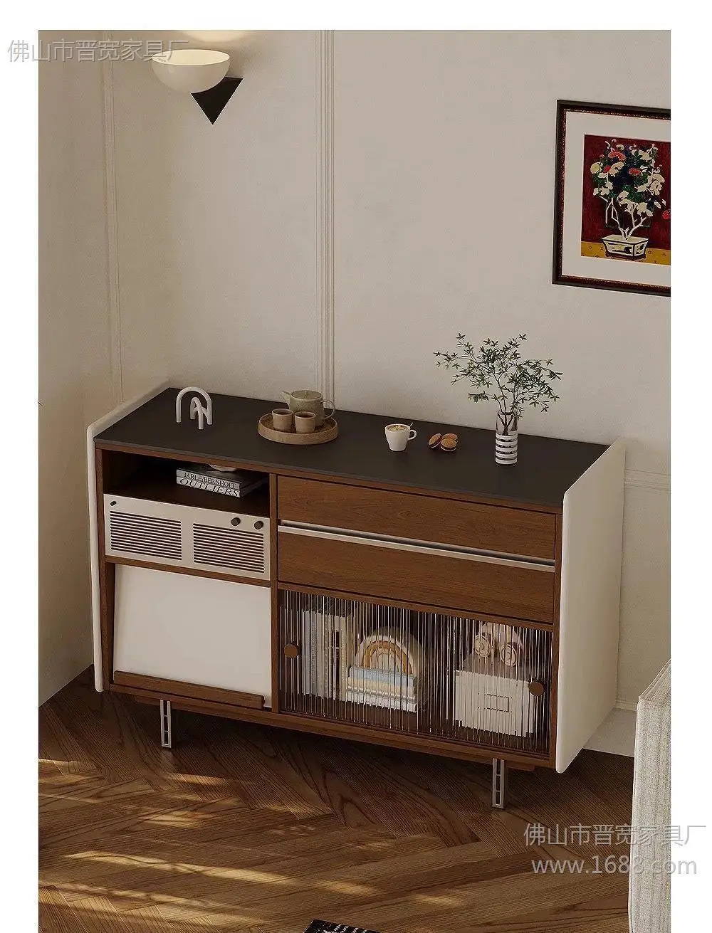 YJQ French retro boxwood bedroom bedside cabinet multi-storage drawer medium antique wall low cabinet