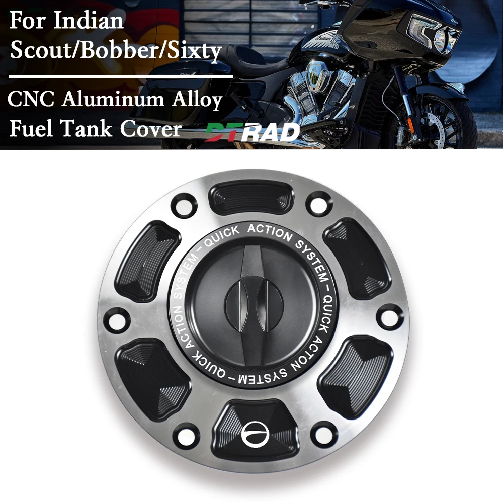 

For Indian Scout/Bobber/Sixty 2016-2024 CNC Aluminum Fuel Tank Cap Keyless Quick Release Oil Tank Cover Motorcycle Accessories