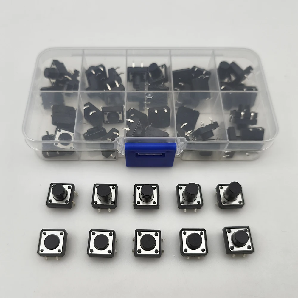 50 قطعة/صندوق PCB اللمس اللباقة مفتاح بـزر دفع DIP 4Pin التبديل الجزئي 12x12x4.3/5/6/6.5/7/8/9/10/11/12 مللي متر #3