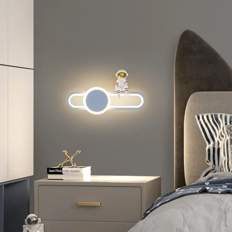 Creative Children Room LED Wall Lamp For Bedroom Bedside Study Aisle Living Modern Astronaut Wall Sconce Luster Lighting Fixture