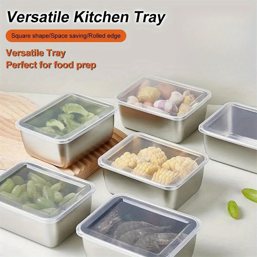 1/2/4/6 قطعة حاويات تخزين المواد الغذائية مع الأغطية الفولاذ المقاوم للصدأ الغداء بينتو صندوق قابلة لإعادة الاستخدام اللحوم الفواكه الخضار التخييم السفر المطبخ #4