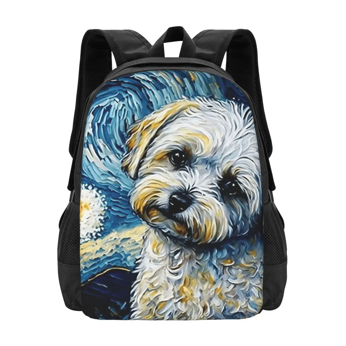 Maltese Terrier Puppy Starry Night Backpack Hot Sale Daypack Large Capacity BookBag School Bag Shoulder Bags for Men Women