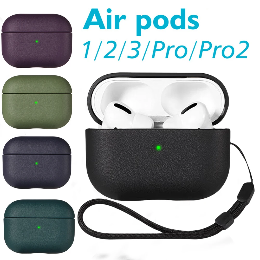 حافظة جلدية من الحبوب لأجهزة Airpods Pro 2 حافظة Airpods 4 3 AirPods Pro غطاء Apple بلوتوث ملحقات سماعات الأذن آلة حماية #1