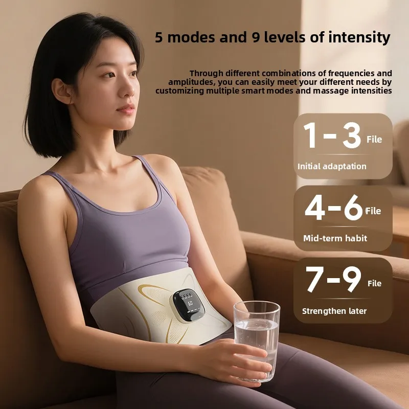 

EMS Pulse Waist Massager Full-Burning Abdomen Support Belt with Microcurrent Hot Compress Exercise and Sweat Inducing