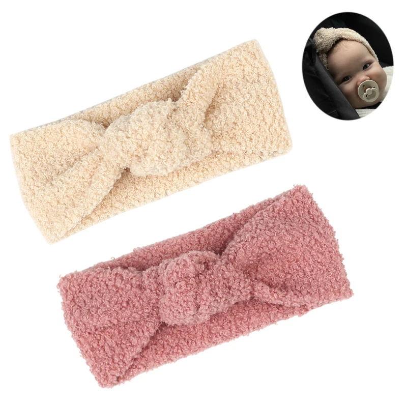 

2pcs Baby Headbands Winter Warm Newborn Headwear Teddy Fabric Elastic Turban Baby Girls Headband Kids Hair Accessories