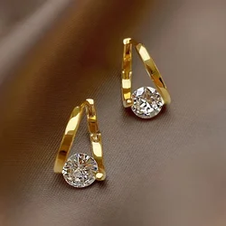 French Shiny Luxury Zircon Metal Earrings Korean Fashion Jewelry Halloween Girl's Design Sense Unusual Accessory for Woman 2024