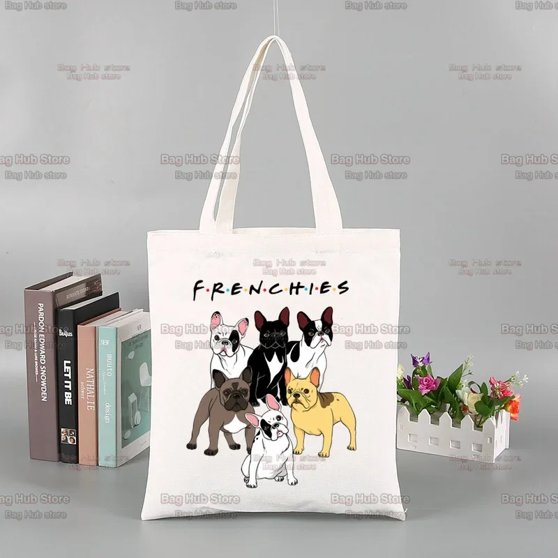 Frenchie Anatomy Of French Bulldog Kawaii Animal Shopping Bag Grocery Handbag Bolsas De Tela Tote Bolsa Shopping Bag Jute Tote