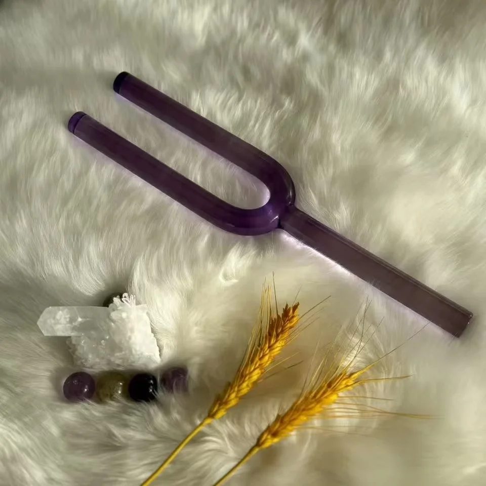 Hooqu Dia.10mm-20mm لون الكوارتز الكريستال ضبط الشوكة لشفاء الصوت شقرا التأمل ضبط الشوكة المنتجات