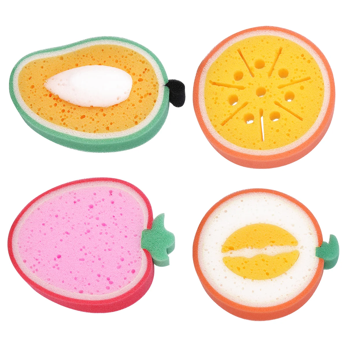 

4 Pcs Tender Skin Bath Sponge Body Sponges Scrubbers Household Health Cleaning Mango