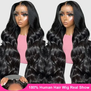 13x6 HD Transparent Body Wave Lace Frontal Wig 30 40Inch 360 Full Lace Frontal Wig 7x5 Glueless Lace Closure Wigs 250 Density