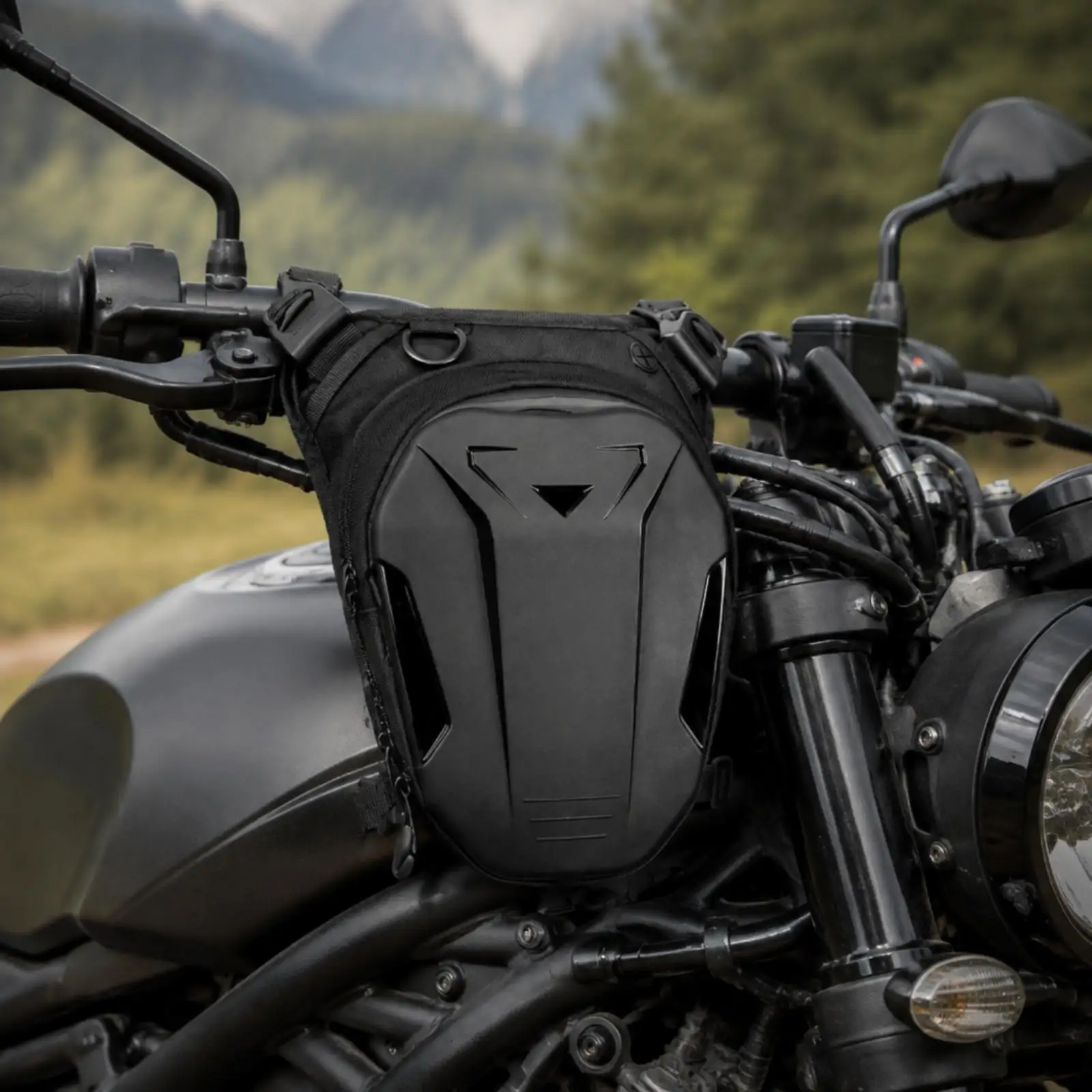 PU Motorcycle Leg Bag for Rider Multiway Wear Thigh Crossbody Chest Pack Compact Contoured Side Straps for Travel Essentials