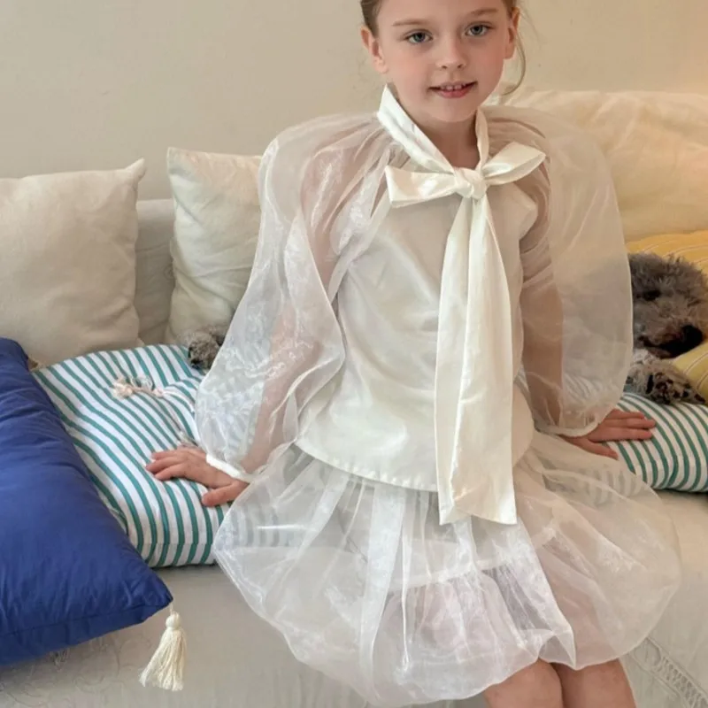 Fashion Baby Girl Princess Cotton Clothes Shirt+Skirt 2PCS Infant Toddler Child Elegant Tulle Blouse Suit Baby Clothes 18M-10Y