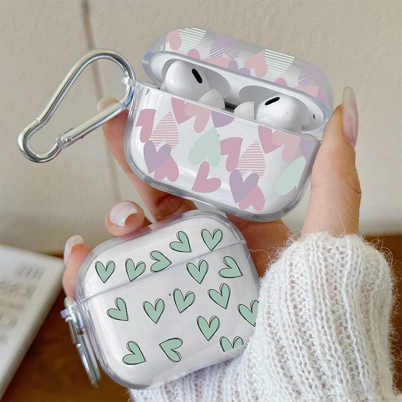 Pink Heart Silicone Headphone Cover For Apple Airpods 3 2 1 Bling Glitter Earphone Protective Case For AirPods Pro 2th 1th Gen