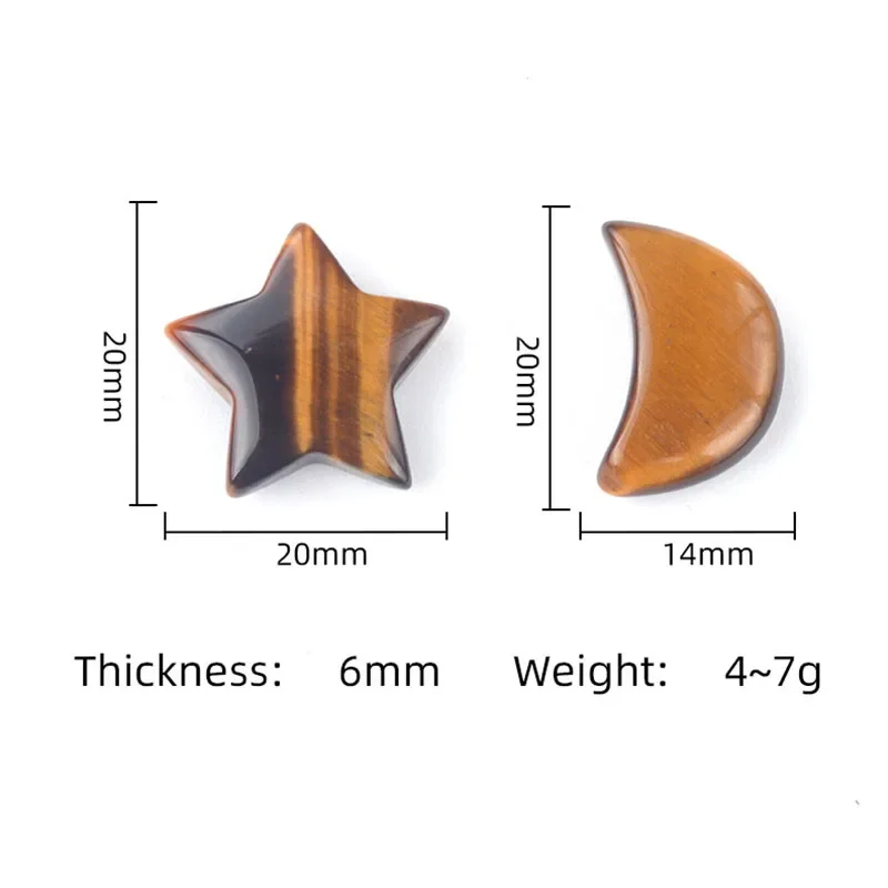 Natural Gemstones Moon and Star Shaped Stones Set Reiki Healing Crystal Hand Carved Palm Stone DIY Collectibles Home Decor