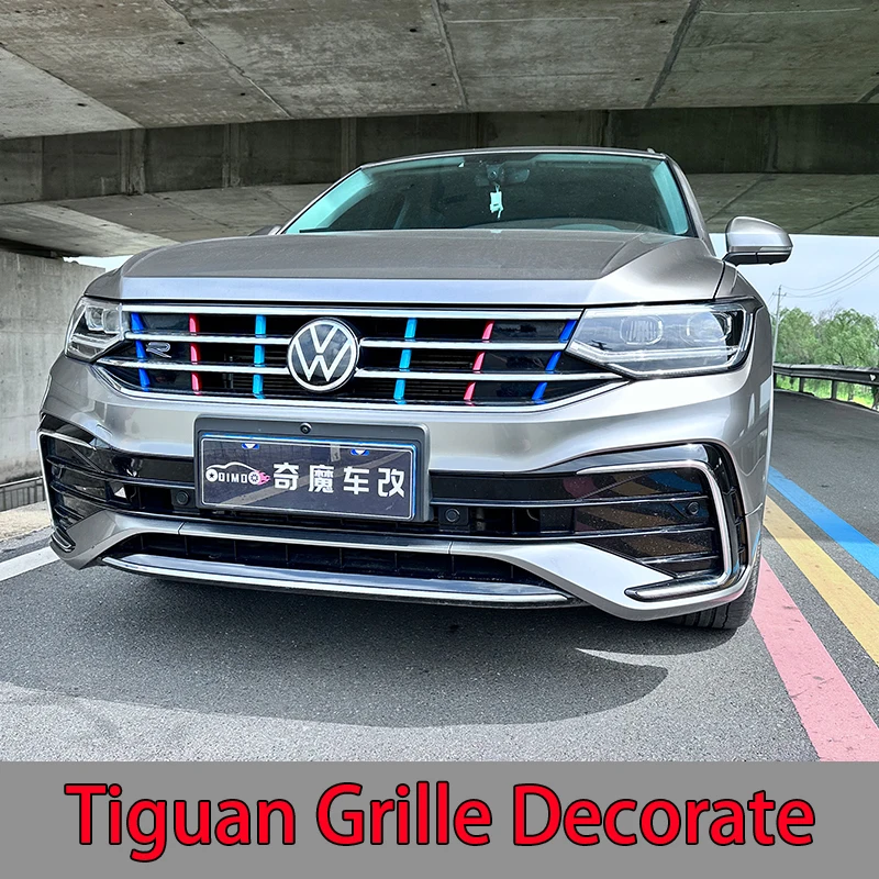 

For VW Tiguan MK2 Grille Decorative Strip 2021 2022 2023 Tiguan Grille Decorative Strip Front Bumper Colored Decorative Strips