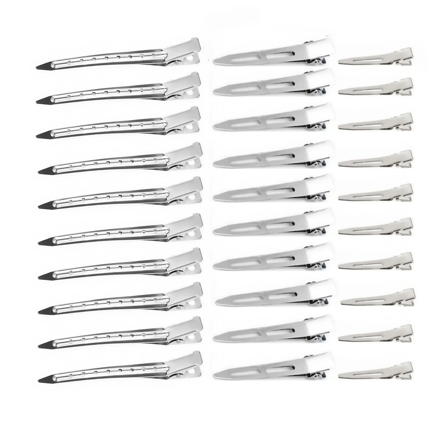 

Metal Duckbill Hair Clips Set 30Pcs 3-Size Root Volumizing Clip Non-Marking Side Bangs Single Prong Clip High Crown Styling Tool
