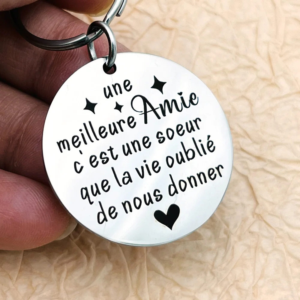 French Sister Gift Keychain Christmas Birthday Girls for Sister