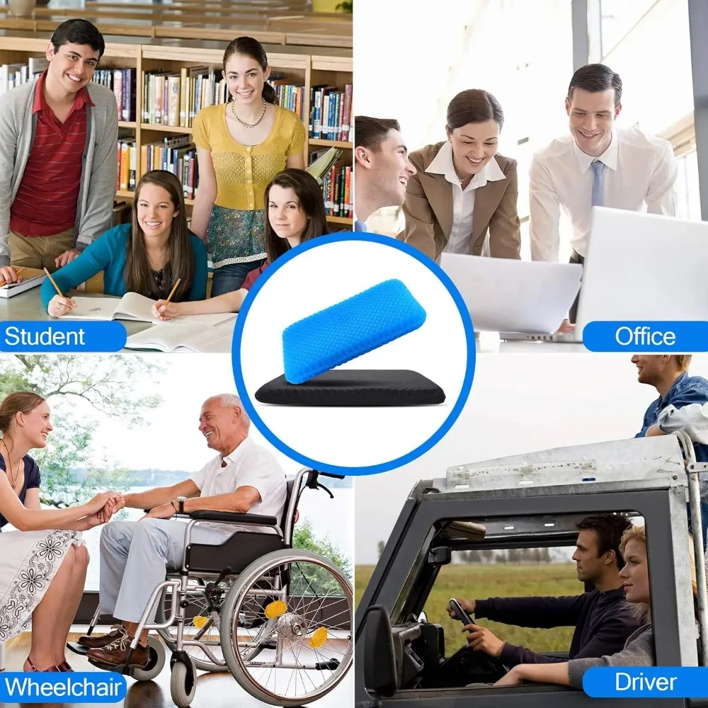 Gel Cushion,Breathable And Cool Cushion, Suitable for All Seasons, Made with Memory Foam for Office Chairs,for Cars,Office