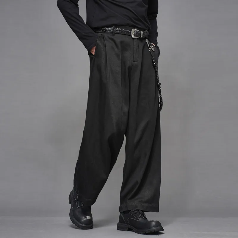 High Quality Blended Japanese Retro Simple Men's Drooping Straight Loose All-Matching Casual Trousers