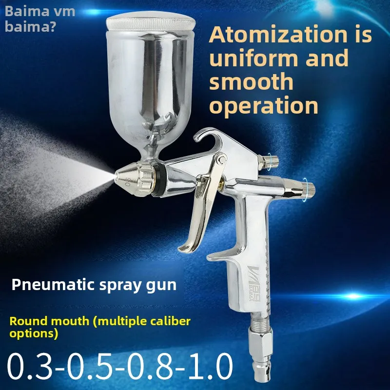 Taiwan Bai Ma R2-R Spray Gun for Leather, Round Nozzle, Touch-Up Paint, Pneumatic Paint Spray Gun 0.5/0.8/1.0