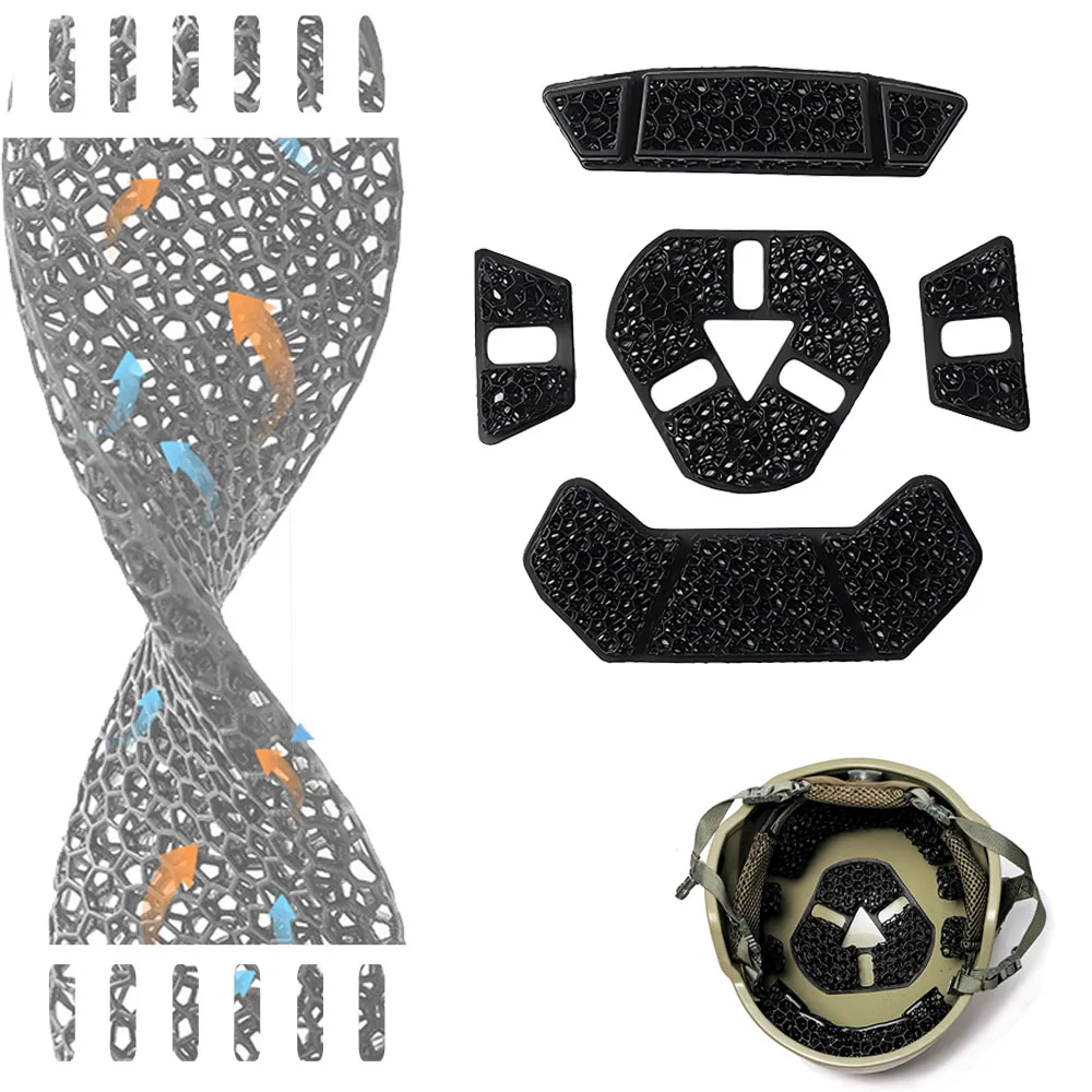 

3D Tactical Helmet Liner Nano Honeycomb Shock Absorbing Breathable Cushion Pad Lightweight Airsoft Hunting Helmet Accessories
