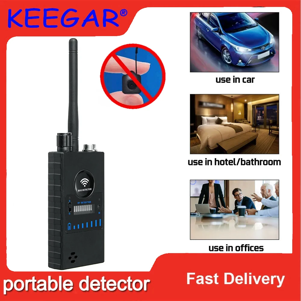 

1MHz-6.5G Multi-function RF Detector Hidden Camera GSM Audio Bug GPS Signal Lens Tracker Finder Detector Spy Gear Professional