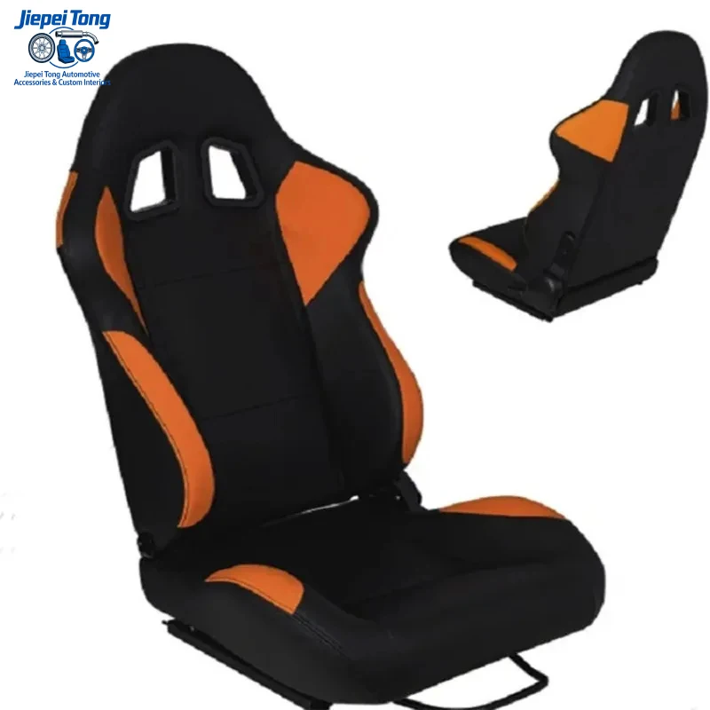 GM Parts Black and Orange PVC Car Sport Racing Seat with Dual Track