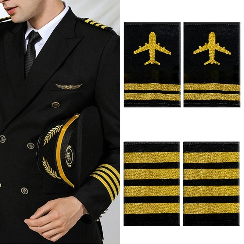 1Pair Professional Epaulets Captain Uniform Accessories Epaulets Shoulder Board Epaulet for Cosplay Stage Shows