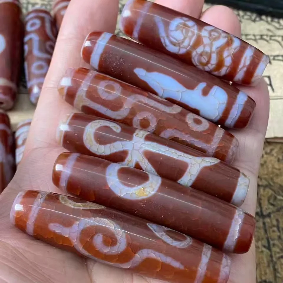 1pcs/lot 50-60mm jade-like white hollow Taiwanese craftsmanship dragon scale phoenix blood red Dzi bead five, nine eyes, Guanyin