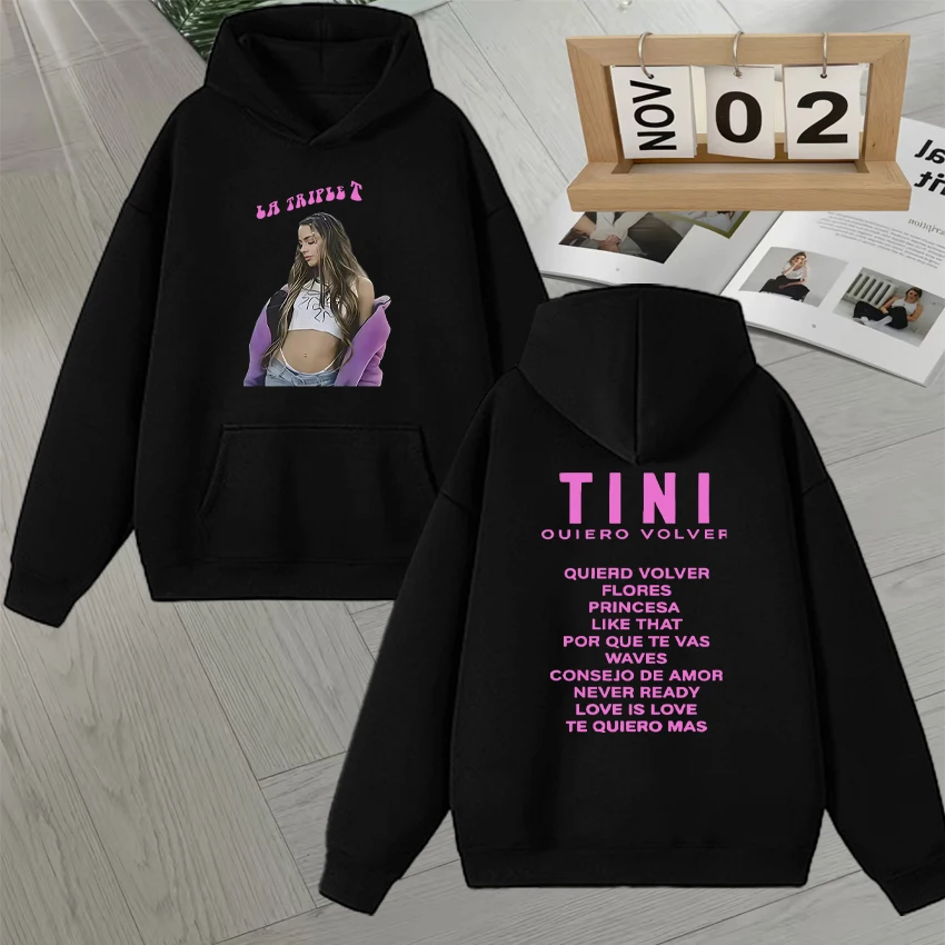 

Hot Rapper Tini Stoessel Futtura Album Tour 2025 Hip Hop Sweatshirts Fleece Loose Hoodies Men Women Double Sided Print Pullovers
