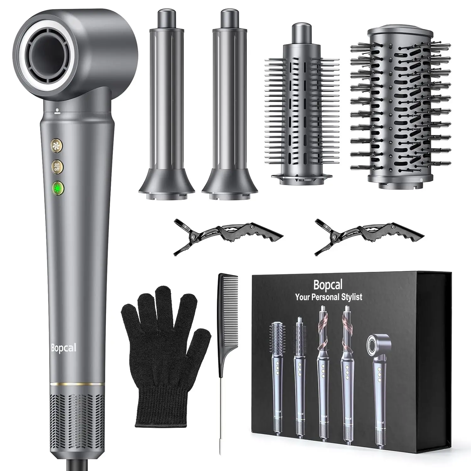 5 in 1 Hair Dryer,Multi Styling Tool,Straightener & 32mm Curling 300 Million Negative Ions Hair Care 1-3 Mins Quick Drying Gifts