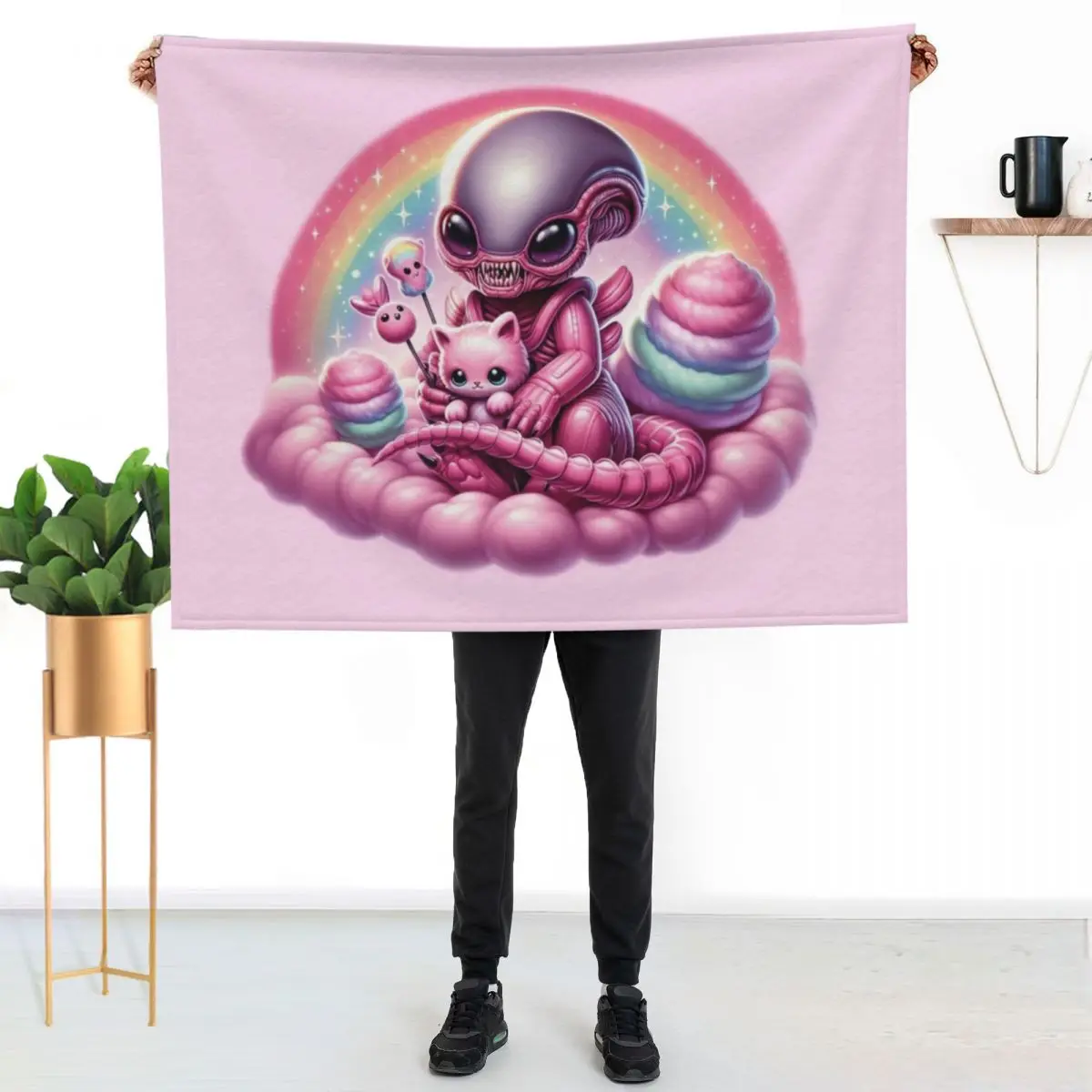 Baby Xenomorph Throw Blanket couch cozy soft plush fuzzy picnic outdoor blanket