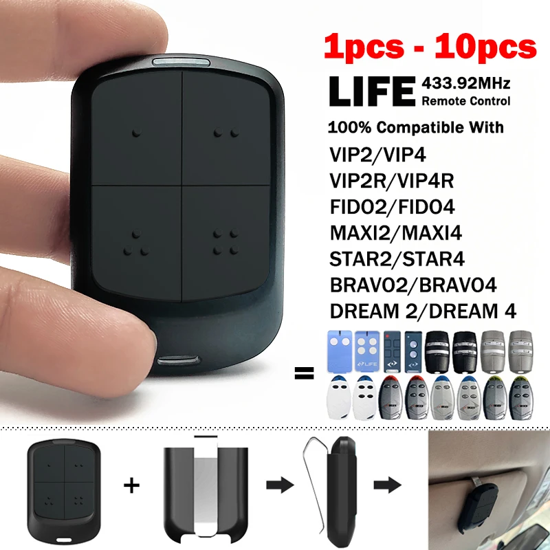 1-10pcs New LIFE FIDO2 FIDO4 MAXI2 MAXI4 DREAM2 DREAM4 STAR2 STAR4 BRAVO2 BRAVO4 VIP2 VIP4 Replacement Garage Remote Control